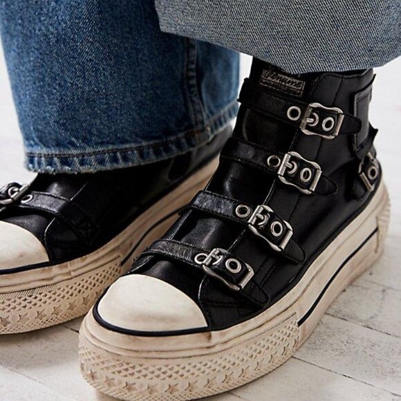 NEW ASH Leather Razor High Tops for womens in black 72515m8 - Picture 1 of 9